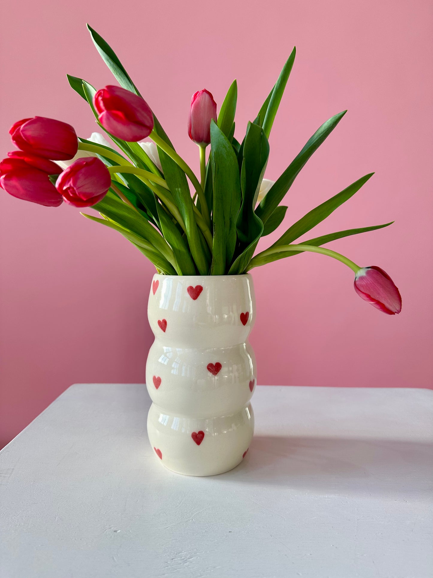 red heart vase