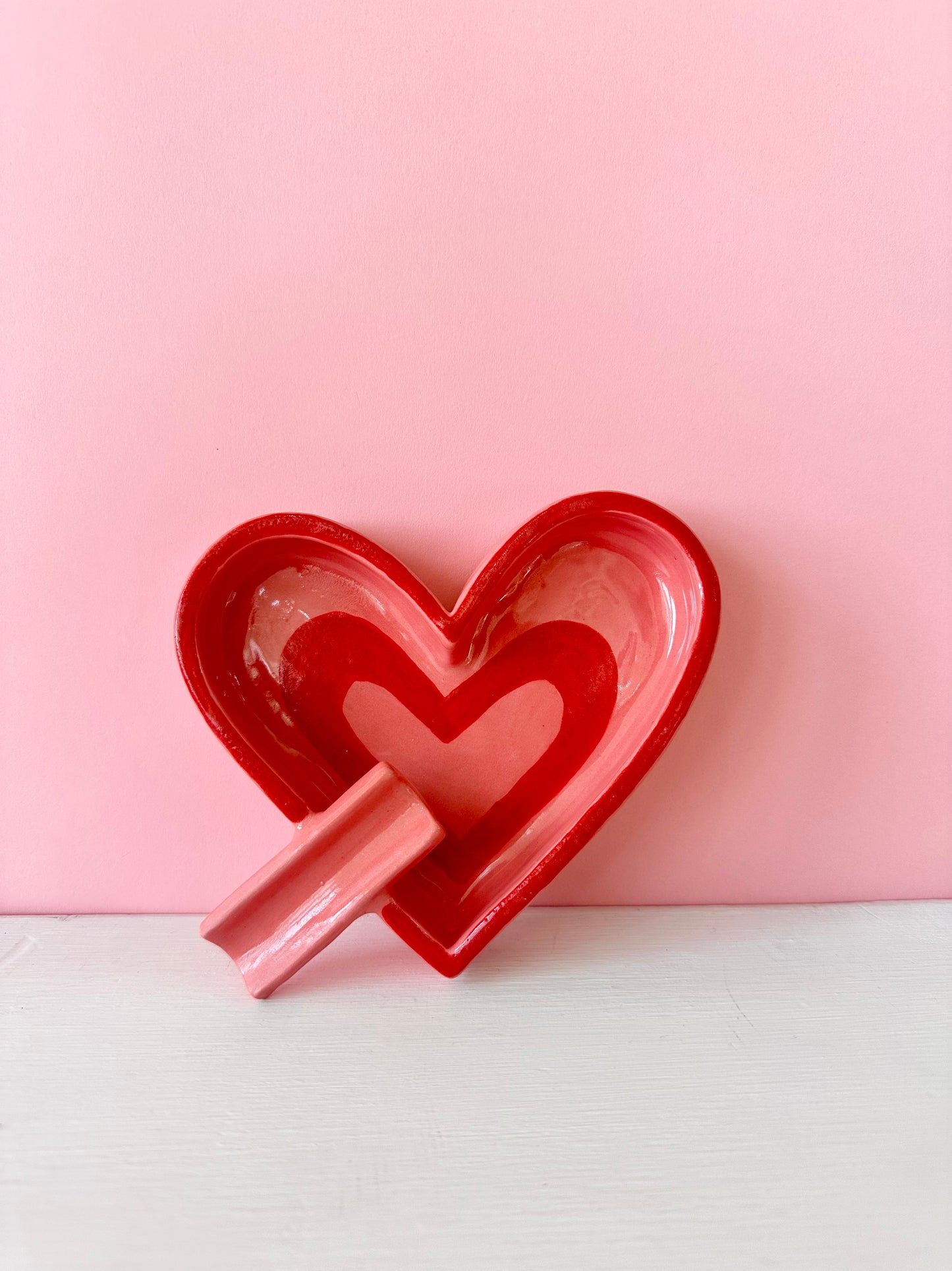 pink & red heart ashtray